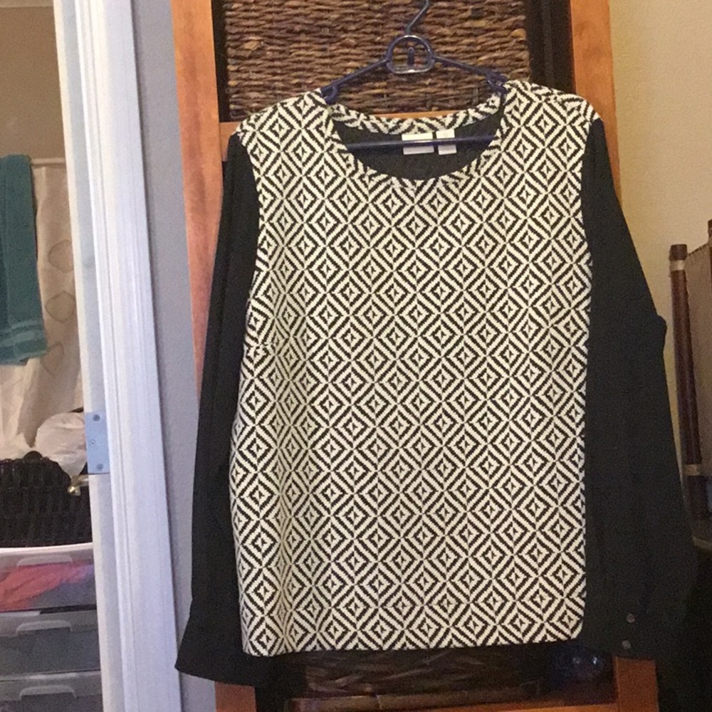 Chico’s knit blouse with semi-sheer sleeves
